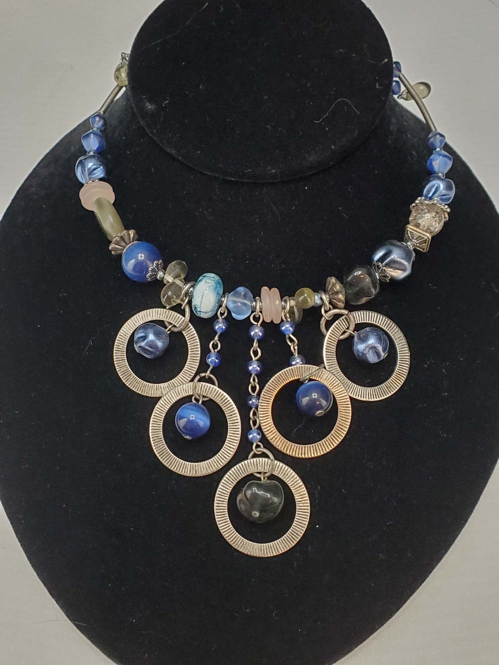 Treska Blue Bib Collar Necklace